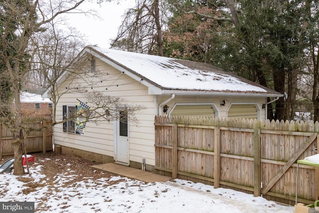 exterior space with a garage