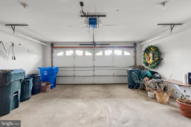 garage with a garage door opener