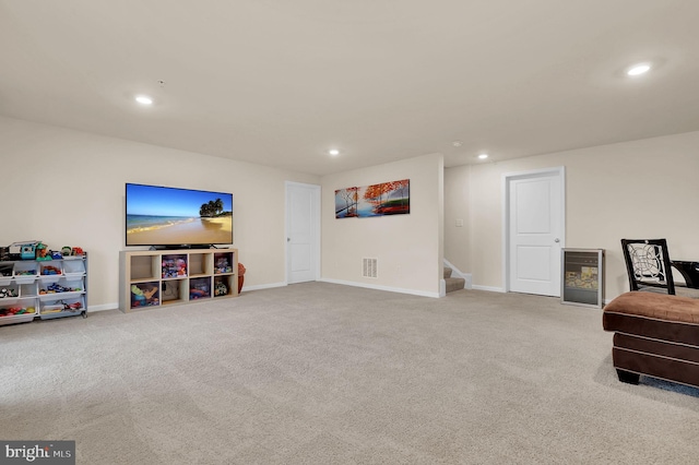 interior space featuring carpet