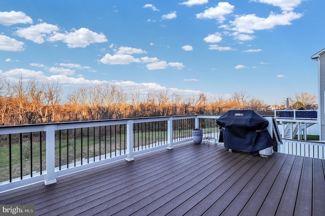 deck featuring area for grilling