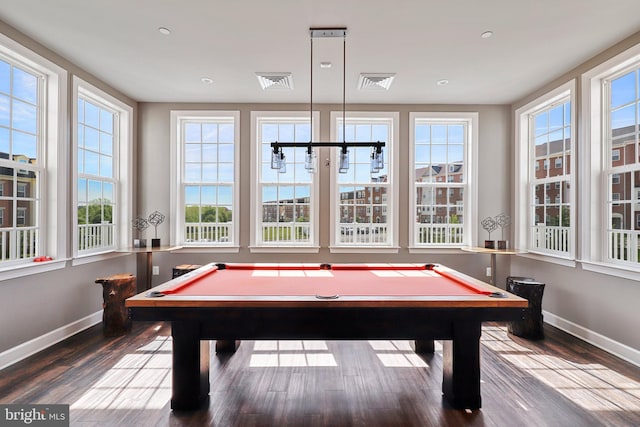 playroom featuring hardwood / wood-style flooring and pool table