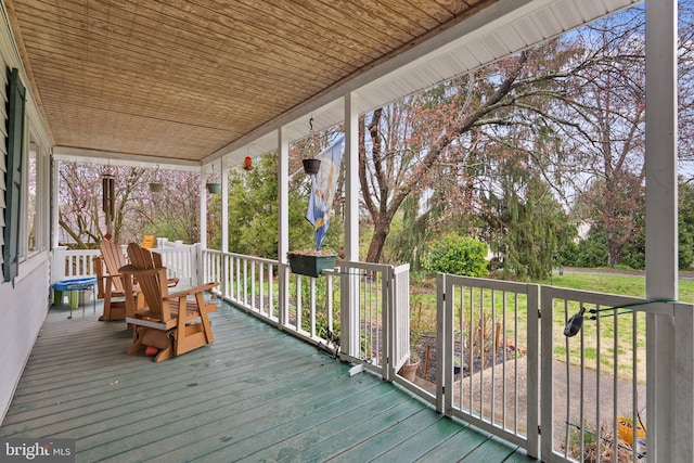 deck featuring a porch