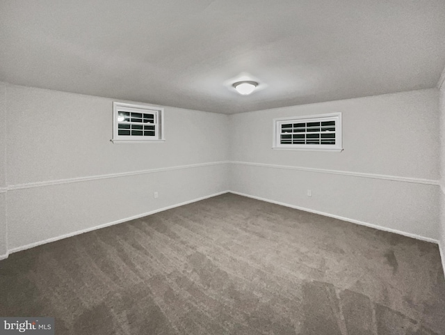 basement with carpet