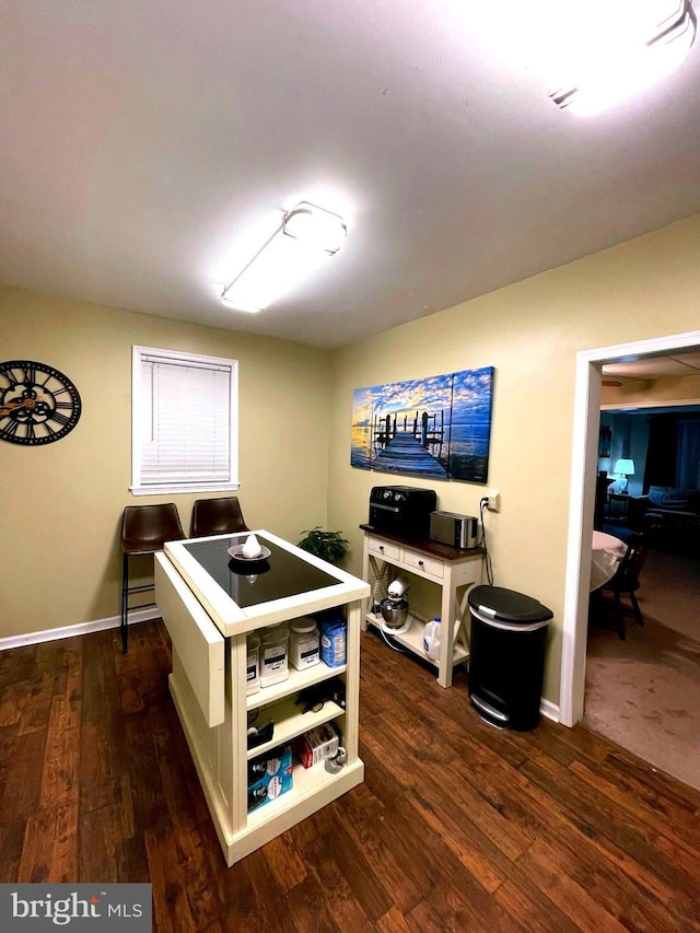 interior space with dark wood-type flooring