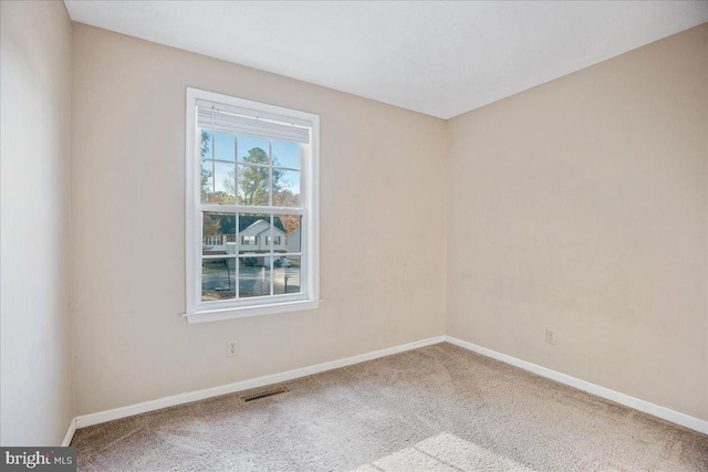 spare room featuring light carpet