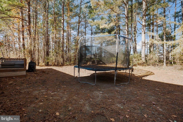 view of yard featuring a trampoline