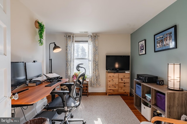 office space featuring wood-type flooring