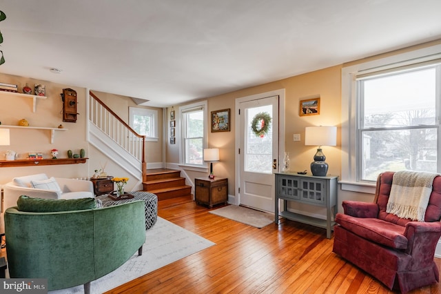 living room featuring hardwood / wood-style flooring and plenty of natural light