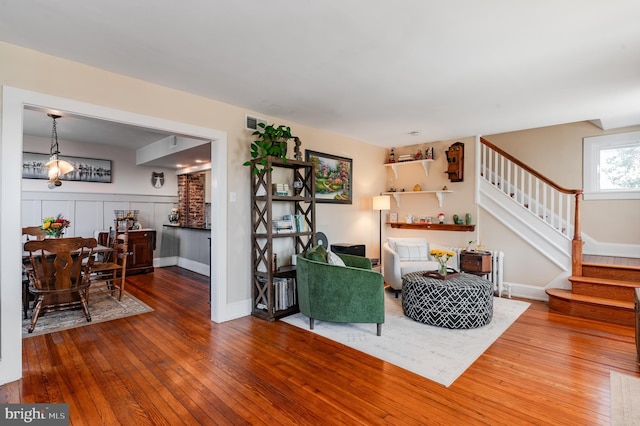 living room with wood-type flooring