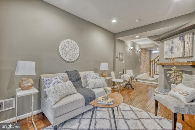 living room featuring wood-type flooring