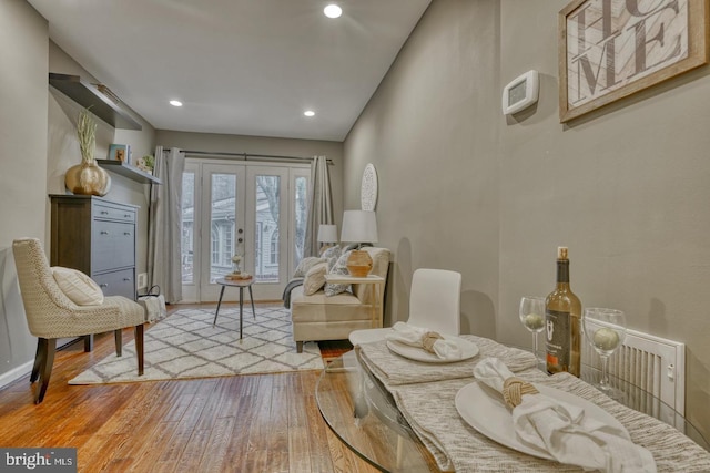 510 Druid Hill Ave, Baltimore, MD 21201 - living area with wood-type flooring, recessed lighting, baseboards, and french doors