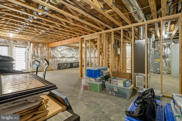 basement with water heater