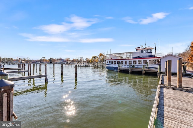 dock area featuring a water view