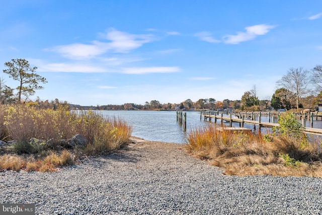 view of dock featuring a water view