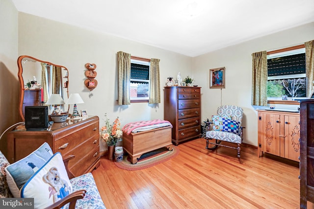 living area featuring light wood-type flooring