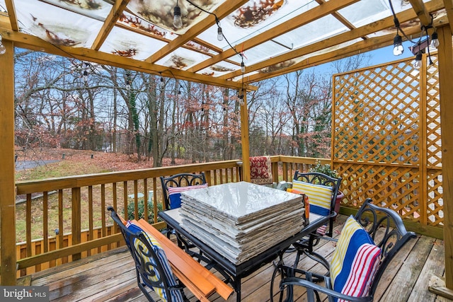 8111 Bird Ln, Greenbelt, MD 20770 - deck featuring outdoor dining space and a pergola