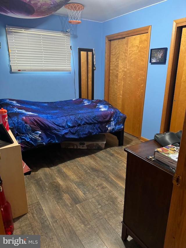 bedroom featuring wood-type flooring