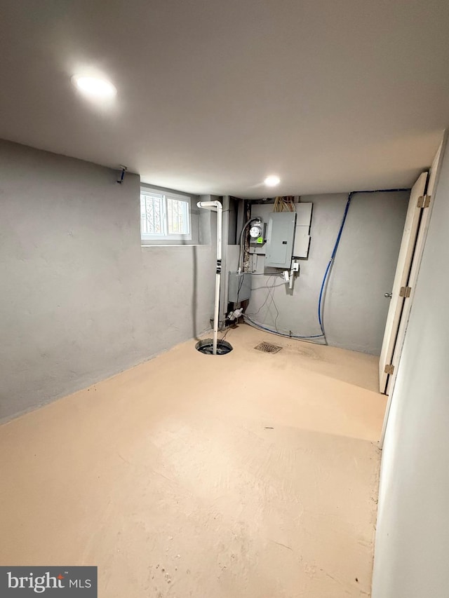 basement with electric panel