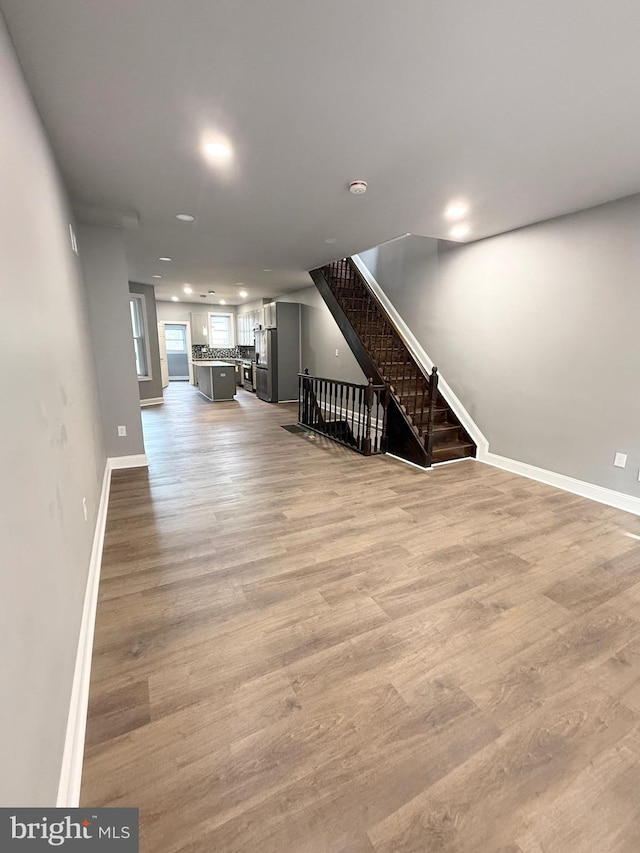 interior space with light hardwood / wood-style flooring