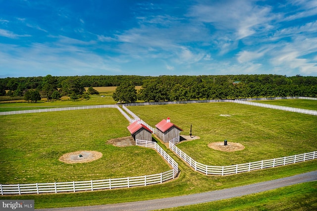 aerial view with a rural view