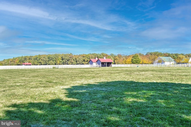 view of yard featuring a rural view