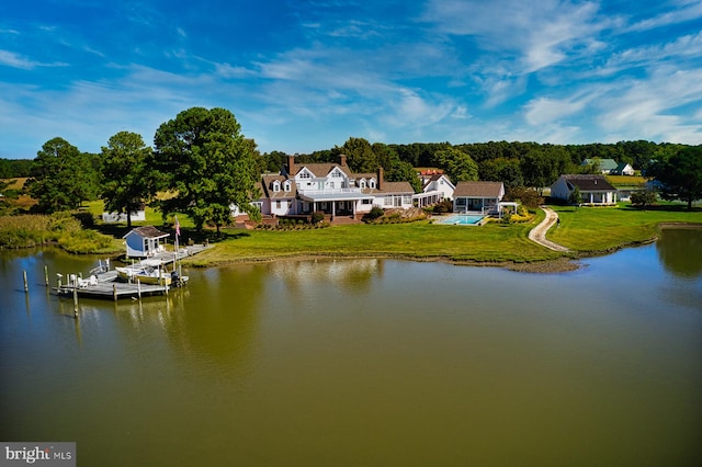 property view of water featuring a dock