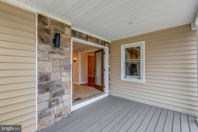 wooden terrace with covered porch