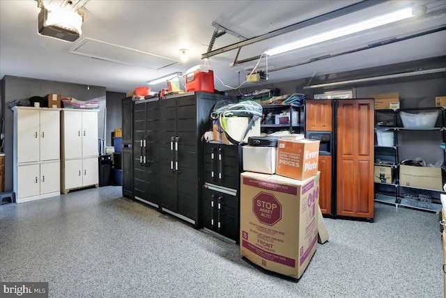 garage with a garage door opener