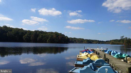 view of dock featuring a water view