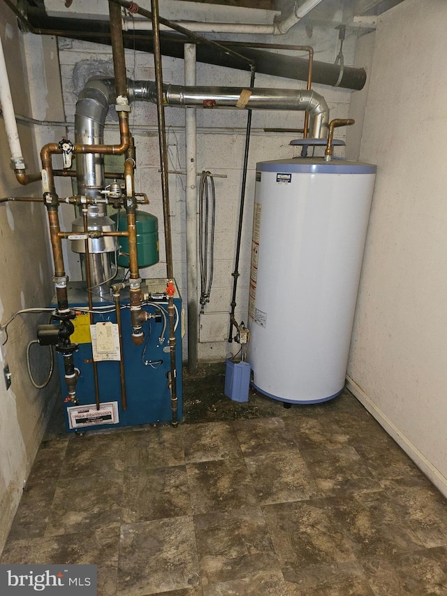 utility room with gas water heater