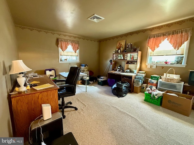 view of carpeted office