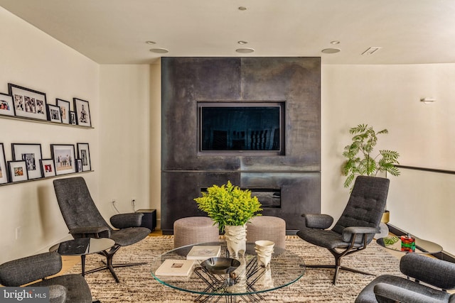 living area with wood finished floors