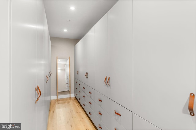 walk in closet featuring light wood-type flooring