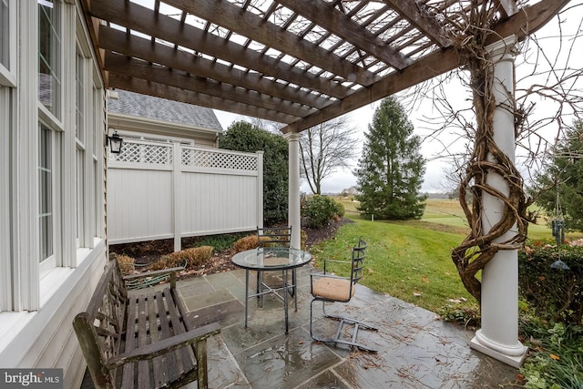 view of patio / terrace featuring a pergola