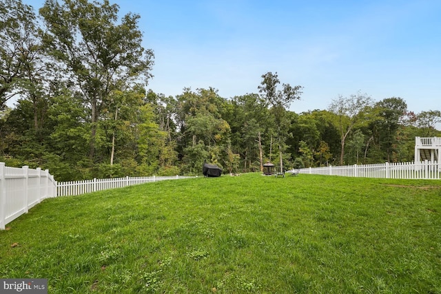 view of yard featuring a fenced backyard