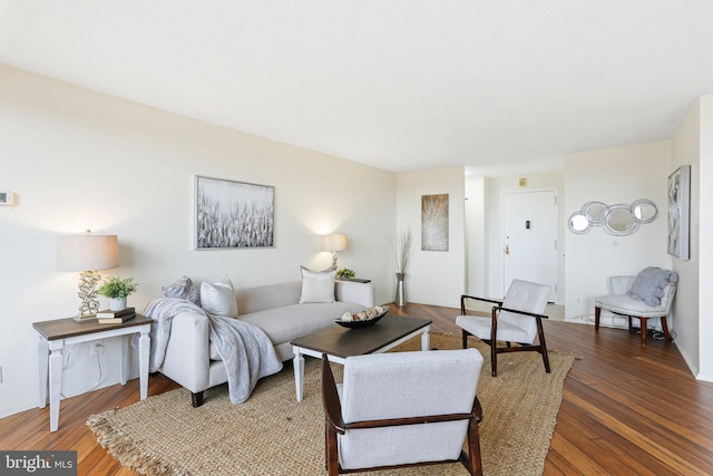 living room featuring dark hardwood / wood-style flooring