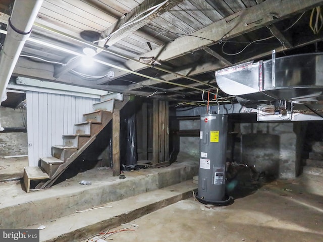 basement with electric water heater