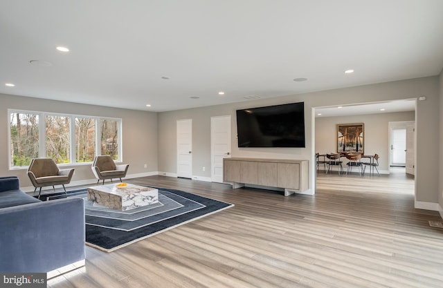 living room featuring light hardwood / wood-style flooring