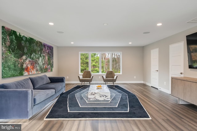 living room with hardwood / wood-style floors