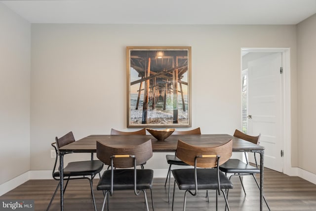 dining area featuring dark wood-type flooring