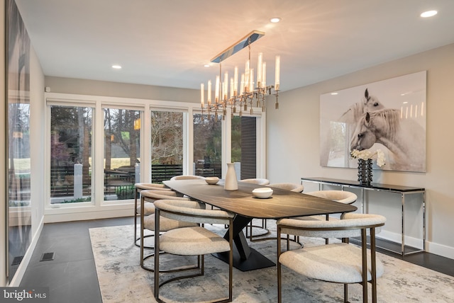 dining room featuring an inviting chandelier