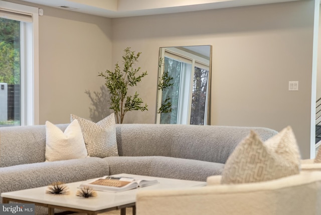 living room featuring a wealth of natural light