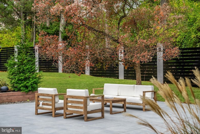 view of patio featuring an outdoor living space