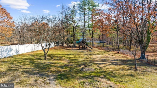 view of yard featuring a playground