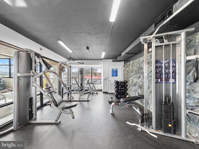 exercise room with plenty of natural light