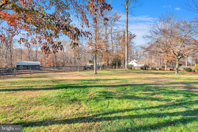 view of yard with a rural view