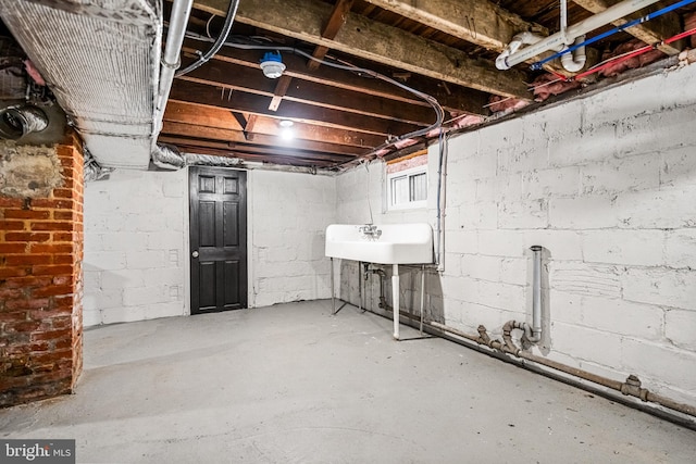 basement with sink