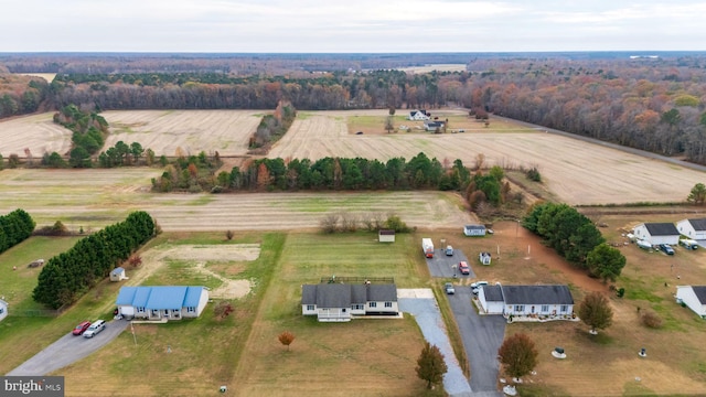 birds eye view of property featuring a rural view