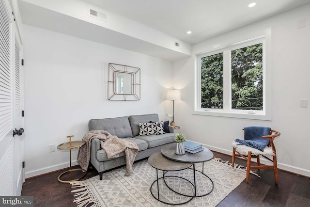 living room featuring dark hardwood / wood-style flooring