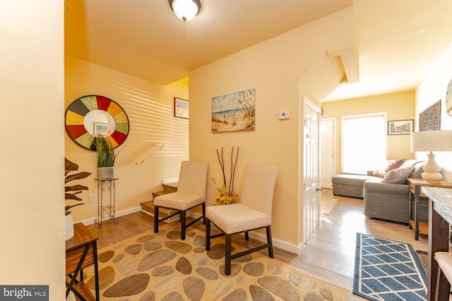 living area featuring hardwood / wood-style flooring